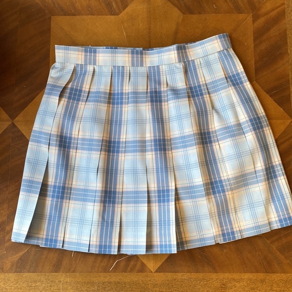 Lolita Pleated School Girl Mini Skirt Blue Pink Hair Bow Women’s Size 26 NWT - Picture 8 of 10